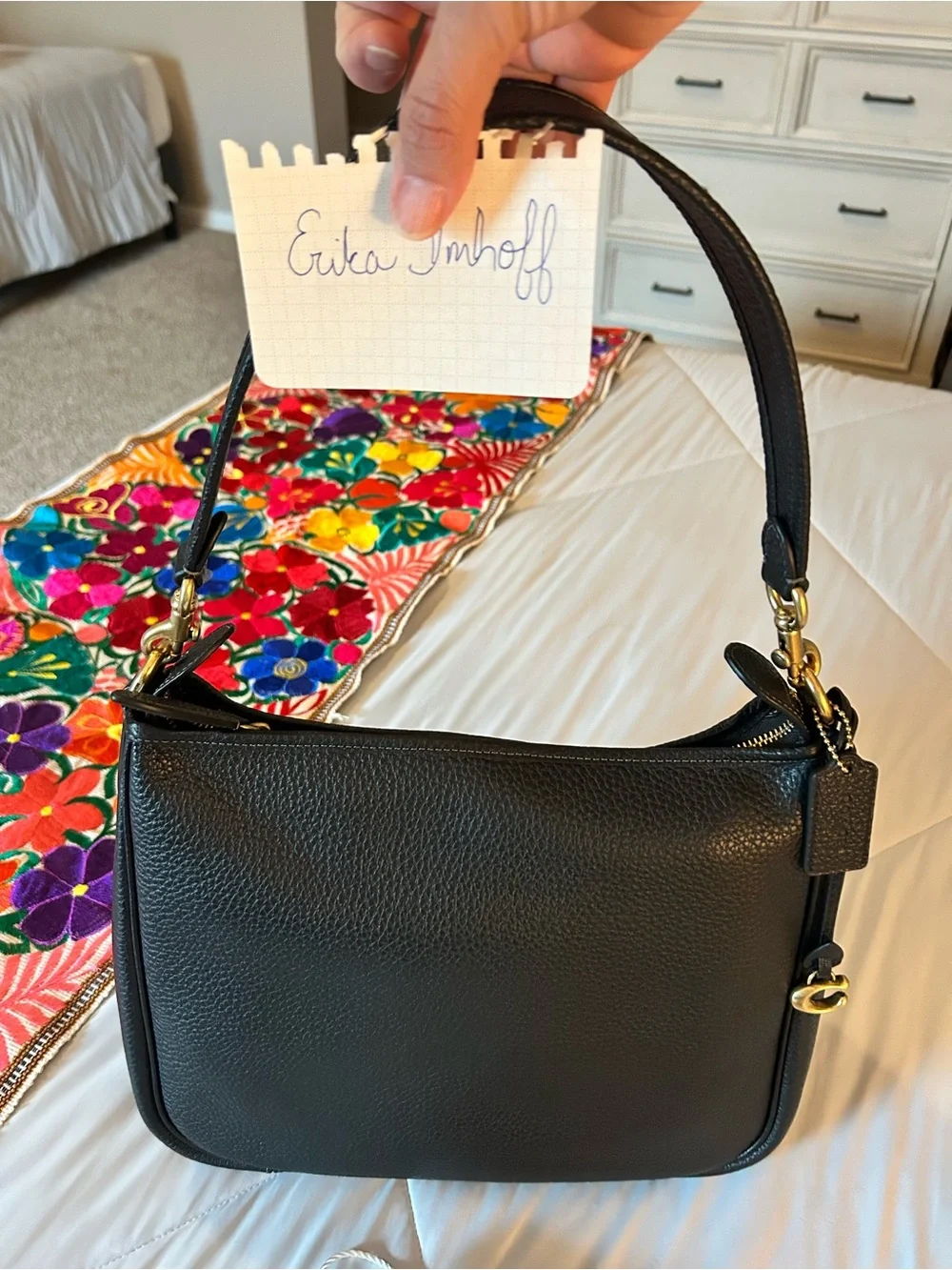 Coach Cary shoulder bag with crossbody strap in black, excellent used condition